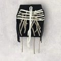Black Entanglement White Laced Mini Skirt with Side Pockets - XL or 1XL - Wild Time Fashion