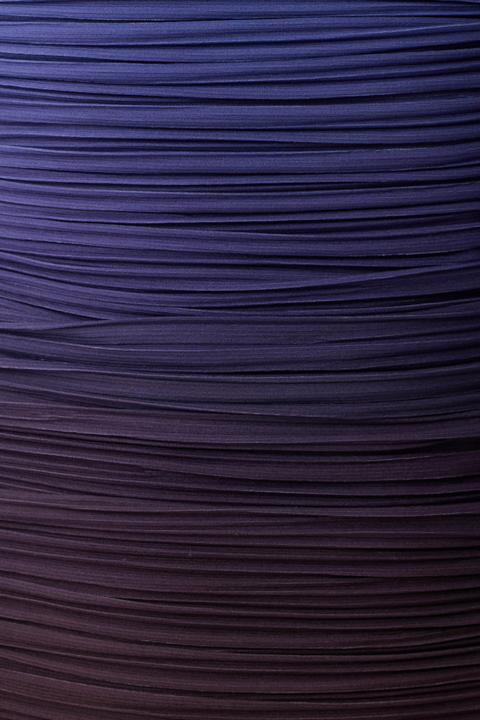 Azizi Pleated Halter Maxi Dress - Chocolate & Blue Ombre Print
