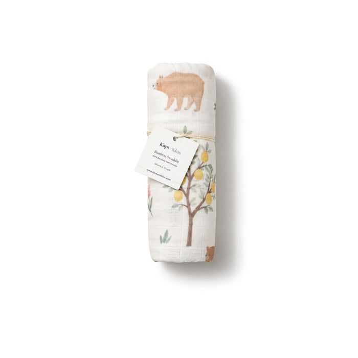 Bamboo Swaddle - Woodland Citrus
