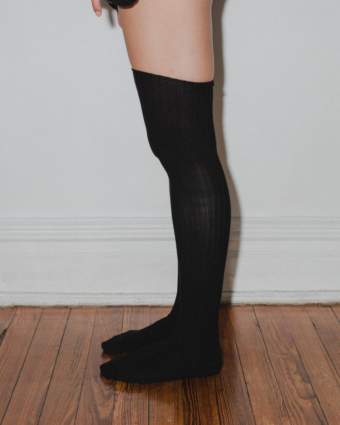 Baserange - OverKnee Socks en Coton Biologique - Noir-Sous-Vêtements-KOK