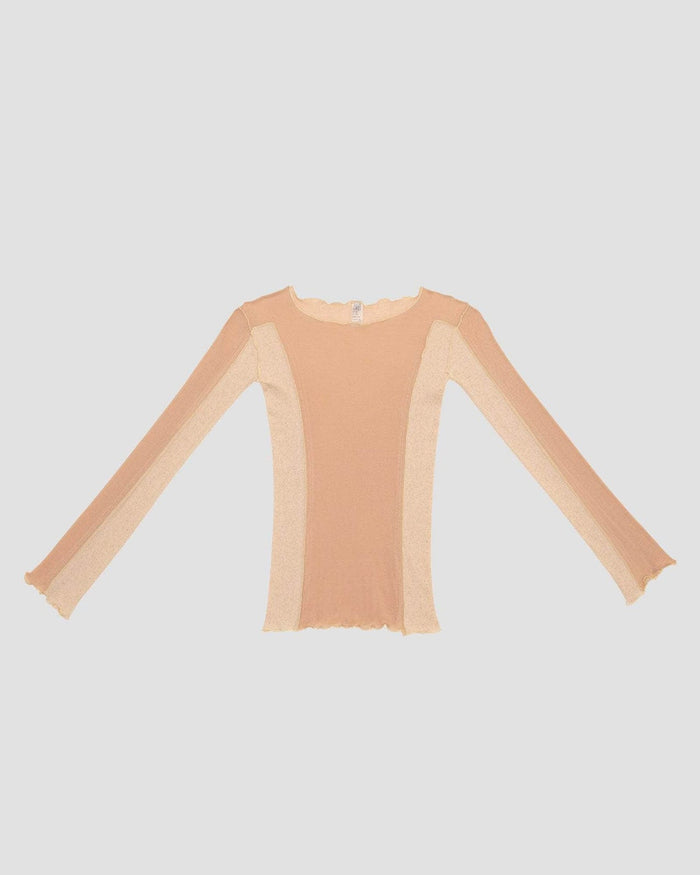 Baserange - Sun Longsleeve Tee en Coton Biologique - Rose Camel-Tops-TOSU-CG-SP24