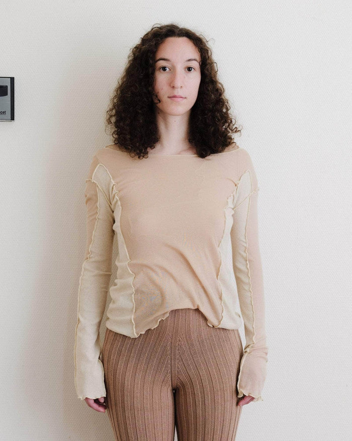 Baserange - Sun Longsleeve Tee en Coton Biologique - Rose Camel-Tops-TOSU-CG-SP24