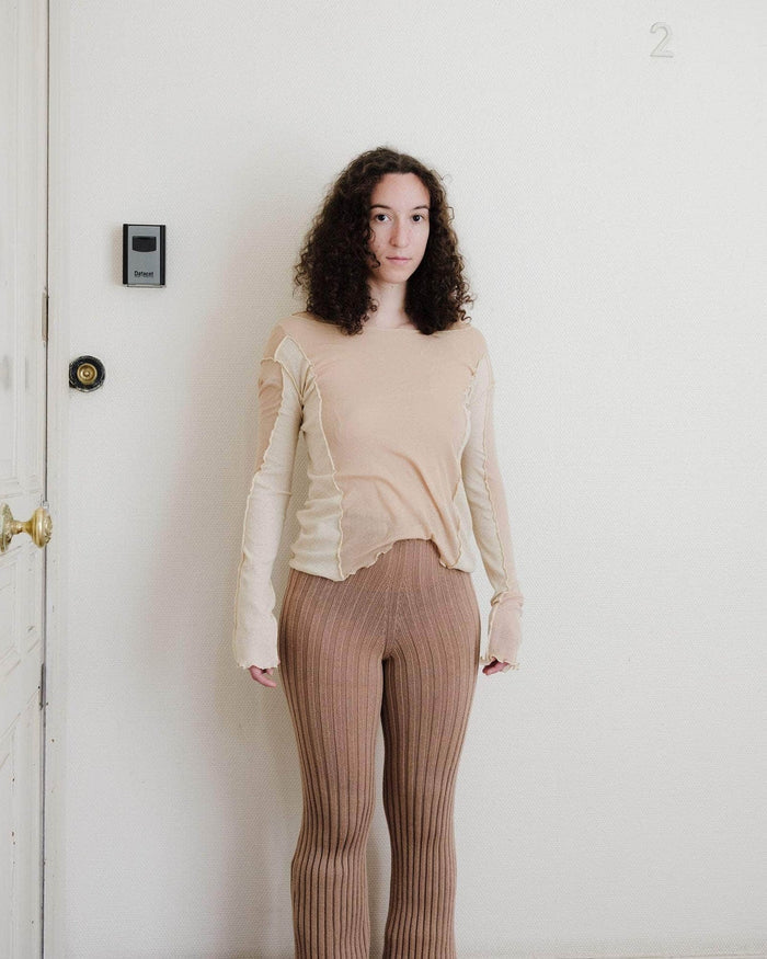 Baserange - Sun Longsleeve Tee en Coton Biologique - Rose Camel-Tops-TOSU-CG-SP24