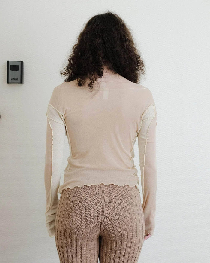 Baserange - Sun Longsleeve Tee en Coton Biologique - Rose Camel-Tops-TOSU-CG-SP24