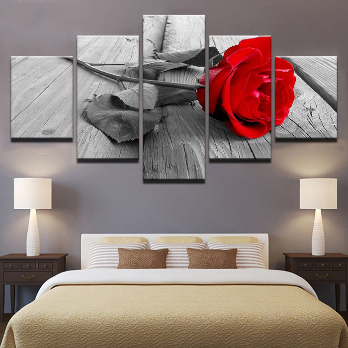 Beautiful Red Rose Flower Wall Art Decor Canvas Printing - BlueArtDecor