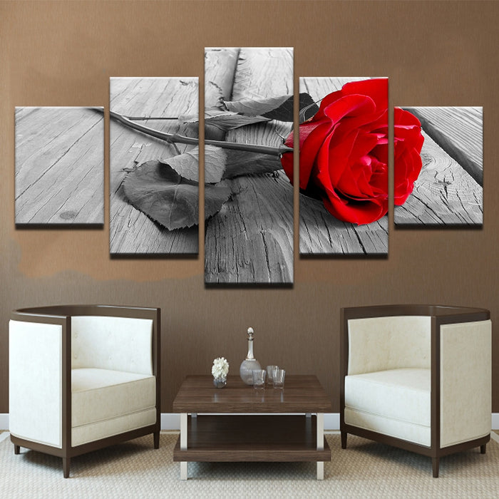 Beautiful Red Rose Flower Wall Art Decor Canvas Printing - BlueArtDecor