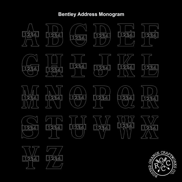 Rusted Orange Craftworks Co. House Numbers & Letters Bentley Address Monogram - 2 Sizes - Custom Metal Address Numbers for Outside Home
