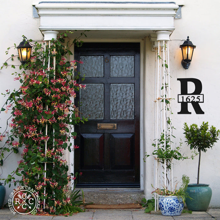 Rusted Orange Craftworks Co. House Numbers & Letters Bentley Address Monogram - 2 Sizes - Custom Metal Address Numbers for Outside Home