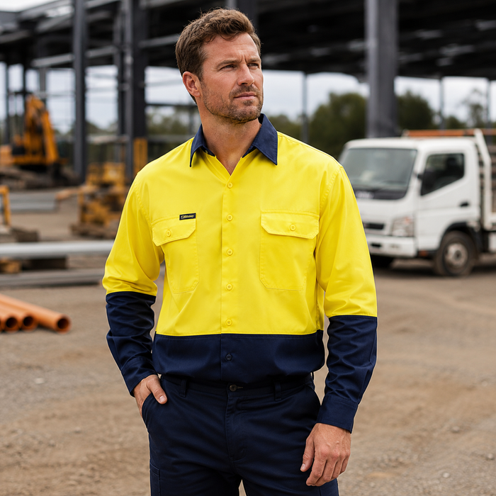 Bisley Hi Vis Drill Shirt Long Sleeve