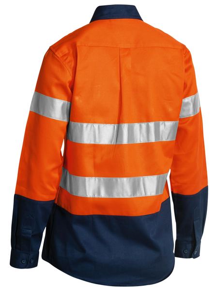 Bisley Ladies Taped Hi Vis Drill Shirt Long Sleeve