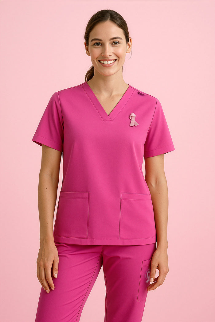 Biz Care Ladies NBCF Charity V-Neck Scrub Top
