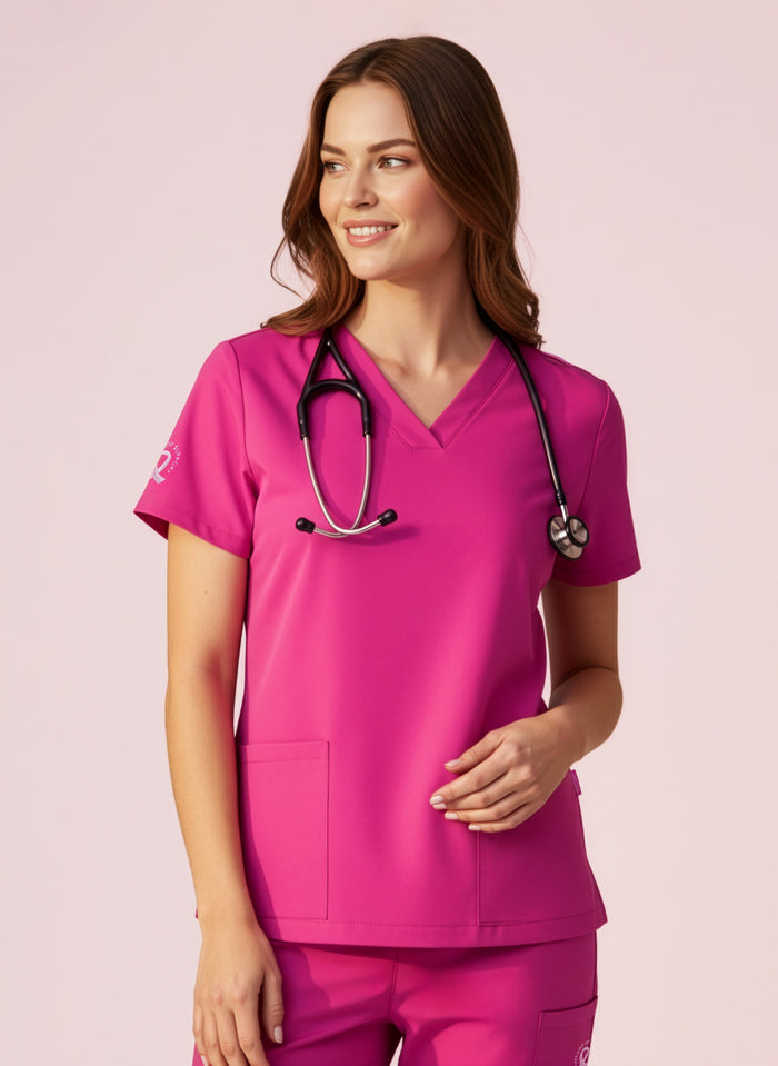 Biz Care Ladies NBCF Charity V-Neck Scrub Top