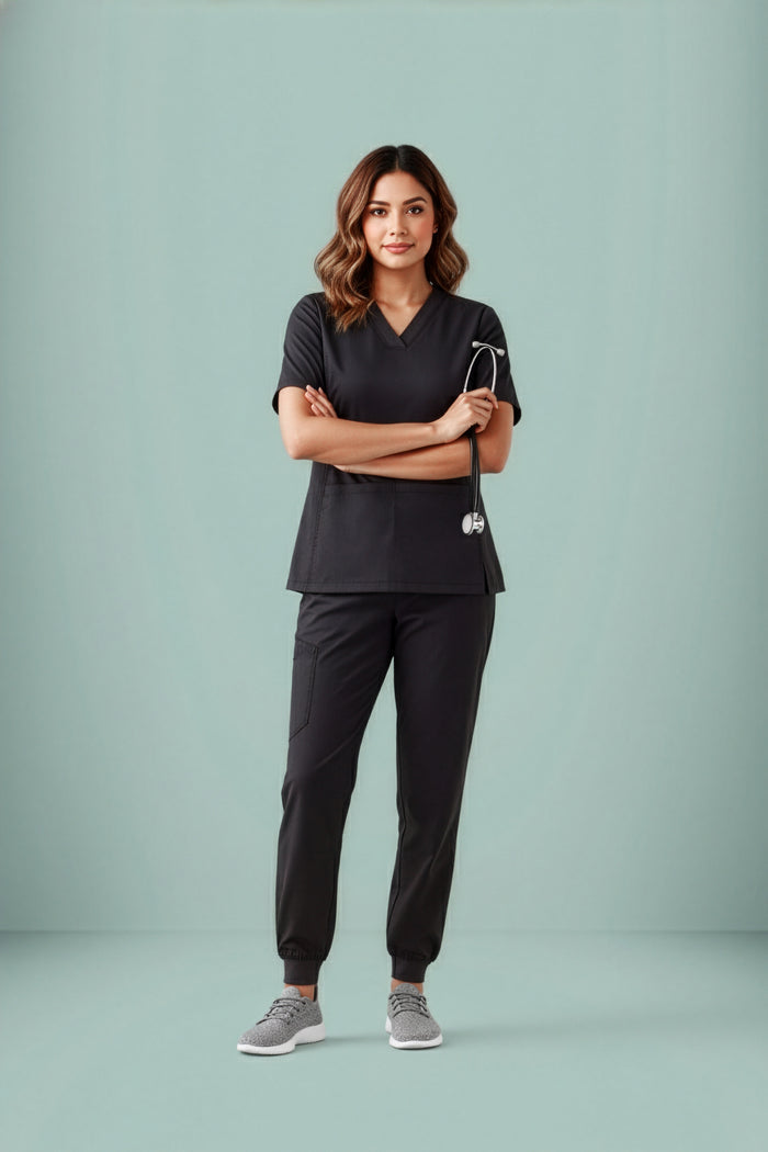 Biz Care Riley Ladies V-neck Stretch Scrub Top