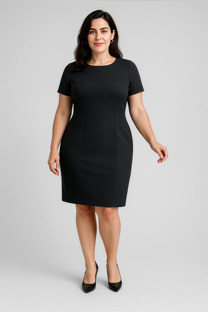 Biz Corporates Comfort Wool Stretch Ladies Short Sleeve Dress