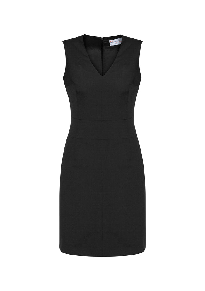 Biz Corporates Comfort Wool Stretch Ladies Sleeveless V Neck Dress
