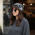 Black Allover Lettering 3-in-1 Beanie Cap with stretch jersey and Y2K streetwear style