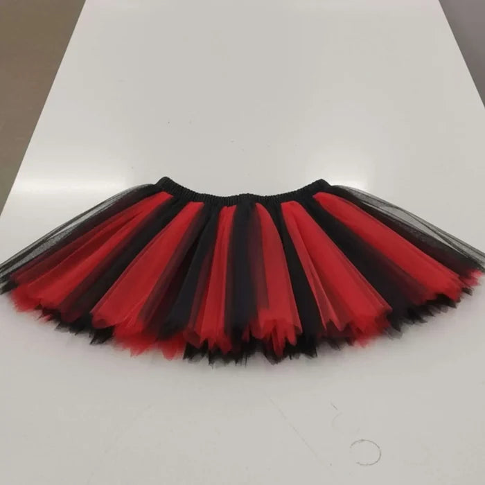 black and red tulle tutu skirt with black satin slip, festival, gothic, punk, festival fashion