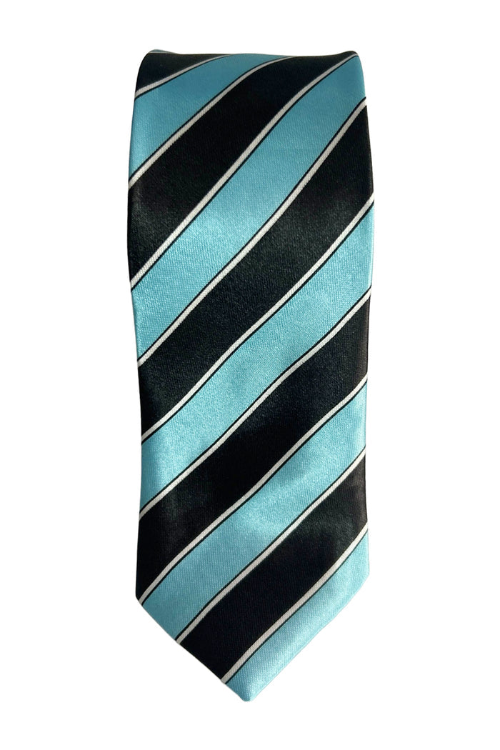 Black and Turquoise Striped Neck Tie