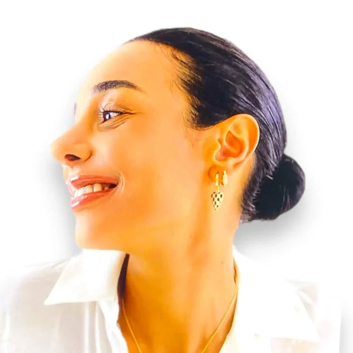 Black and White Heart Drop Earrings