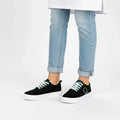 Black Canvas Happy Face Low Top Sneakers - Black / 5 / Female - Women’s Sneakers