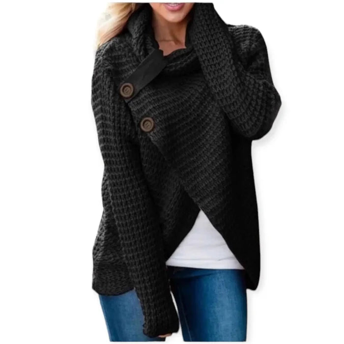 Black Cowl Neck Pullover Cropped Sweater