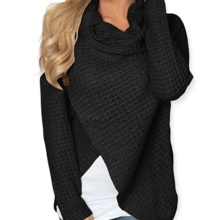Black Cowl Neck Pullover Cropped Sweater