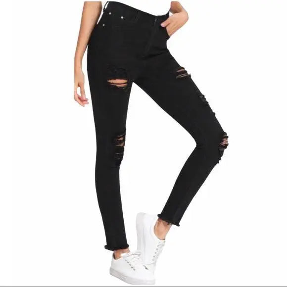 Black Distressed Skinny Jeans