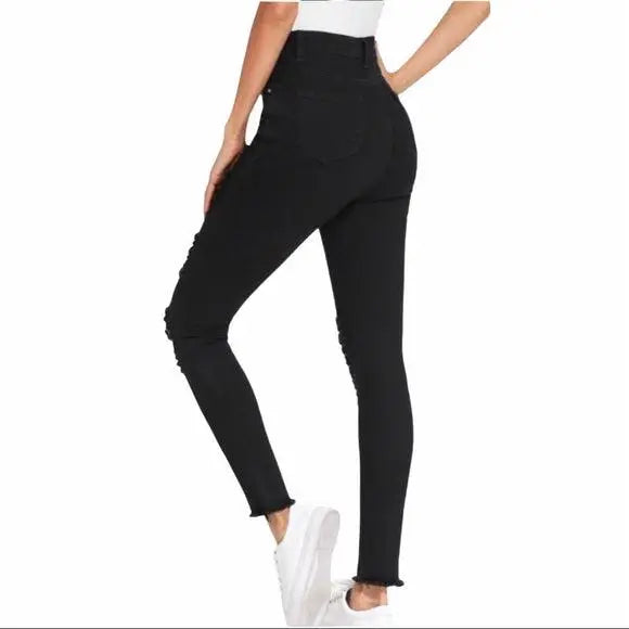 Black Distressed Skinny Jeans