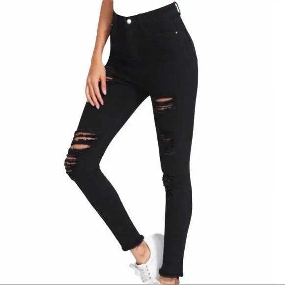 Black Distressed Skinny Jeans