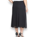 Black Flowy Chiffon Midi Skirt pull on elastane waist a-line tulle plus size 2X