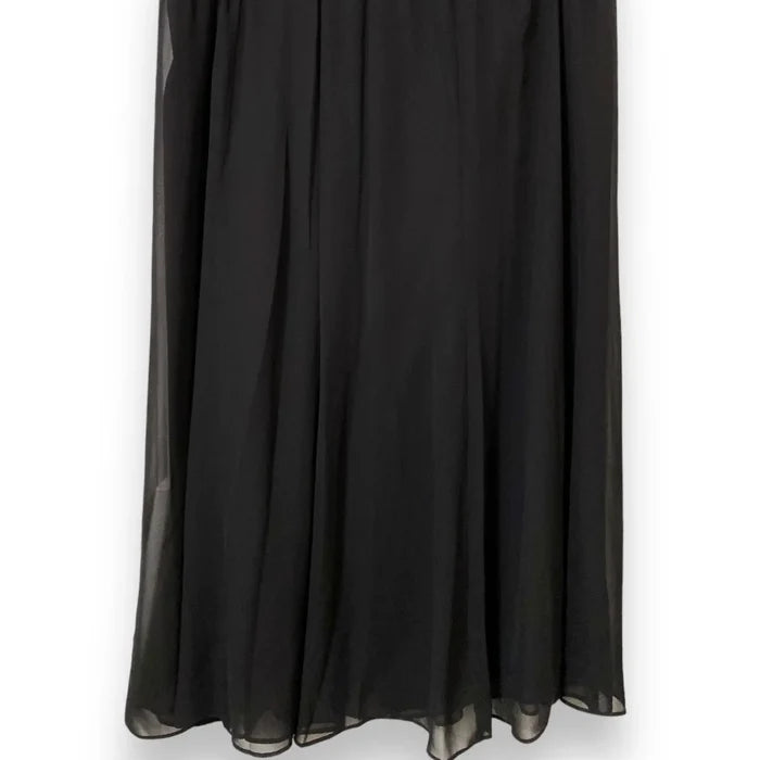 Black Flowy Chiffon Midi Skirt pull on elastane waist a-line tulle plus size 2X