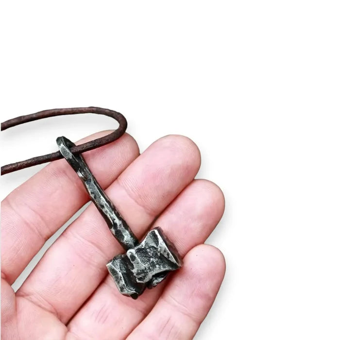 Black Forged Hammer Leather Necklace