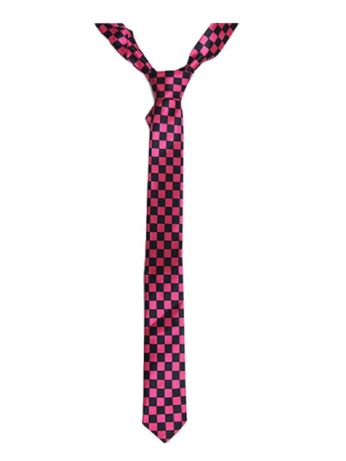 Pink Men's Luxury Formal Checkered Neck Tie