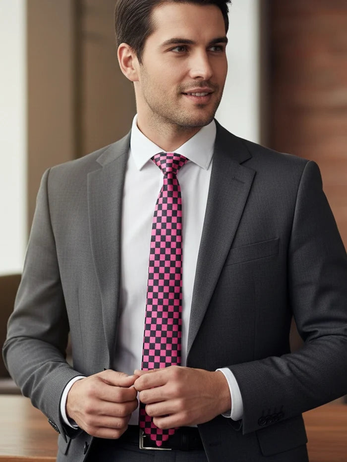 Black & Green Men's Luxury Formal Checkered Neck Tie