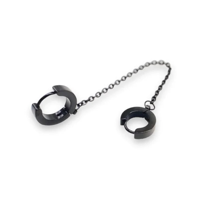 Black Handcuff Chain Hoop Earrings unisex style / one size for all
