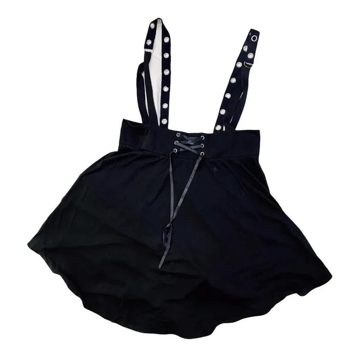 Black High Rise Suspenders A-Line Skirt – Plus Size Gothic Style