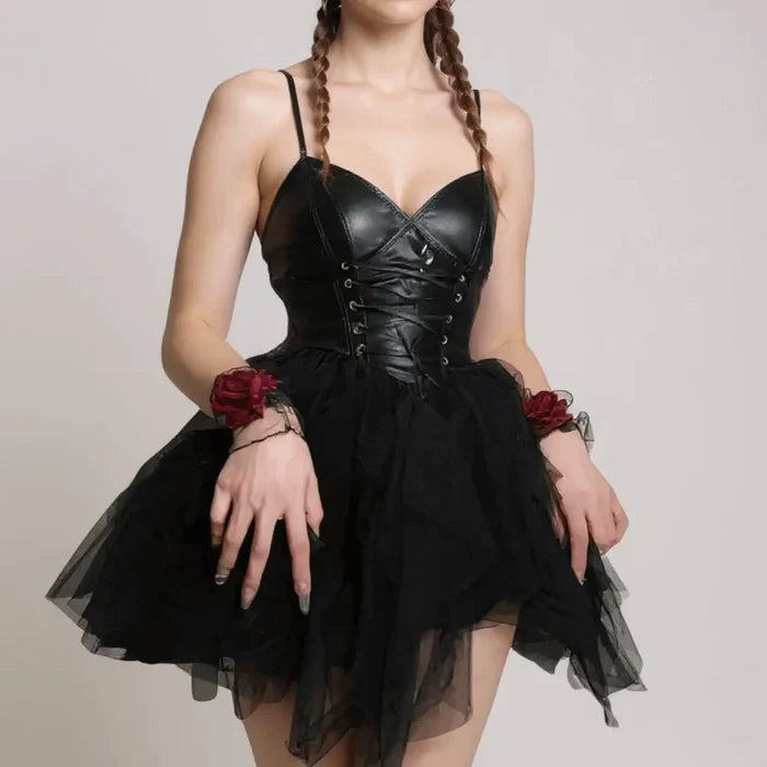 black lace wrist cuffs on model hands