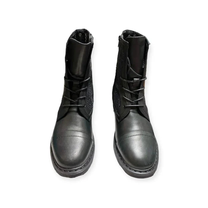 Black Leather Metallic Mesh Boots women's cult size 9 mid height boots