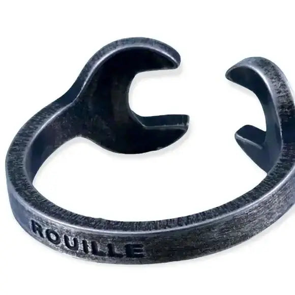 Black Open Moto Wrench Ring