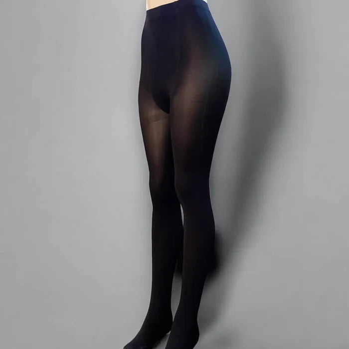 Black opaque pantyhose tights with high waist, full coverage and flexible stretch fit for everyday wear