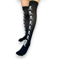 Black Over Knee Gothic Stocking Socks skull and crossbones print one size