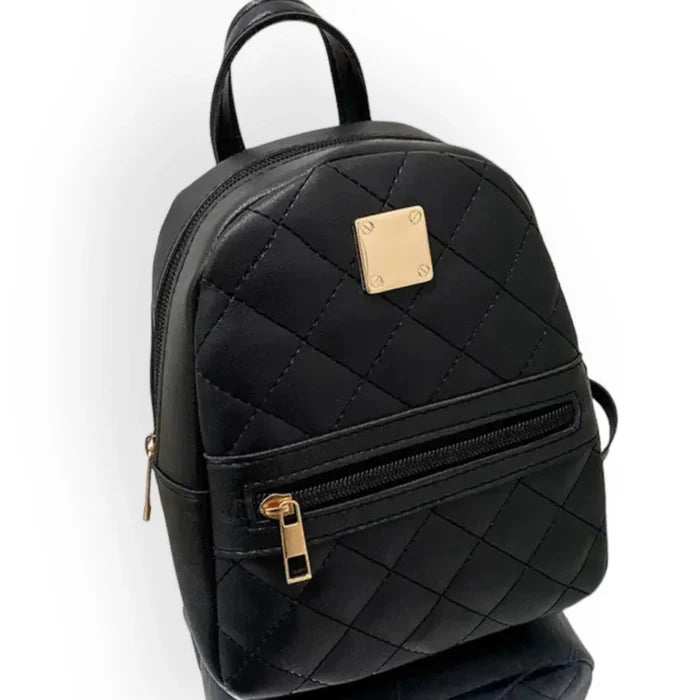 Black Quilted Mini Backpack Bag
