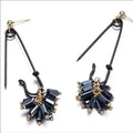 Black Safety Pin Seed Bead Tassel Earrings