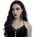 Black & Silver Moon Beaded Fringe Earrings - Beaded Celestial Fringe Earrings / black/silver / Female - Women’s Earrings