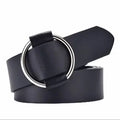 Black Silver Round Slider Buckle Waist Belt with textured faux leather and adjustable fit / women's / skinny belt/ one size