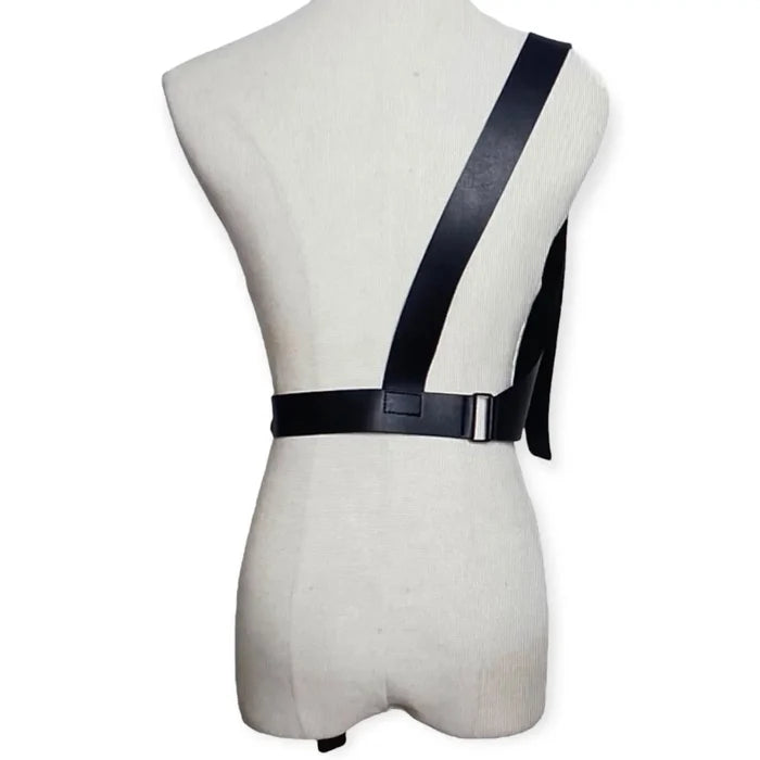 Black Single Shoulder Harness Belt Backside