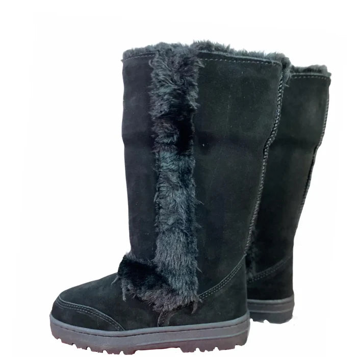 Black Suede Winter Boots - Wild Time Fashion