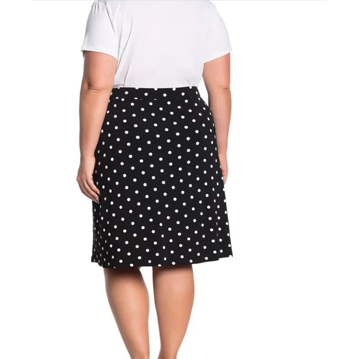 Black and white polka dot knee skirt in plus size 2X professional to casual wear