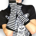 Black White Striped Long Arm Warmers Punk Gothic Arm Covers