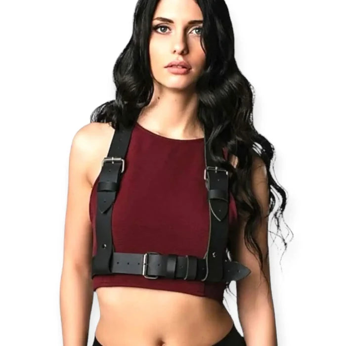 Black Wide Strap Body Harness Belt